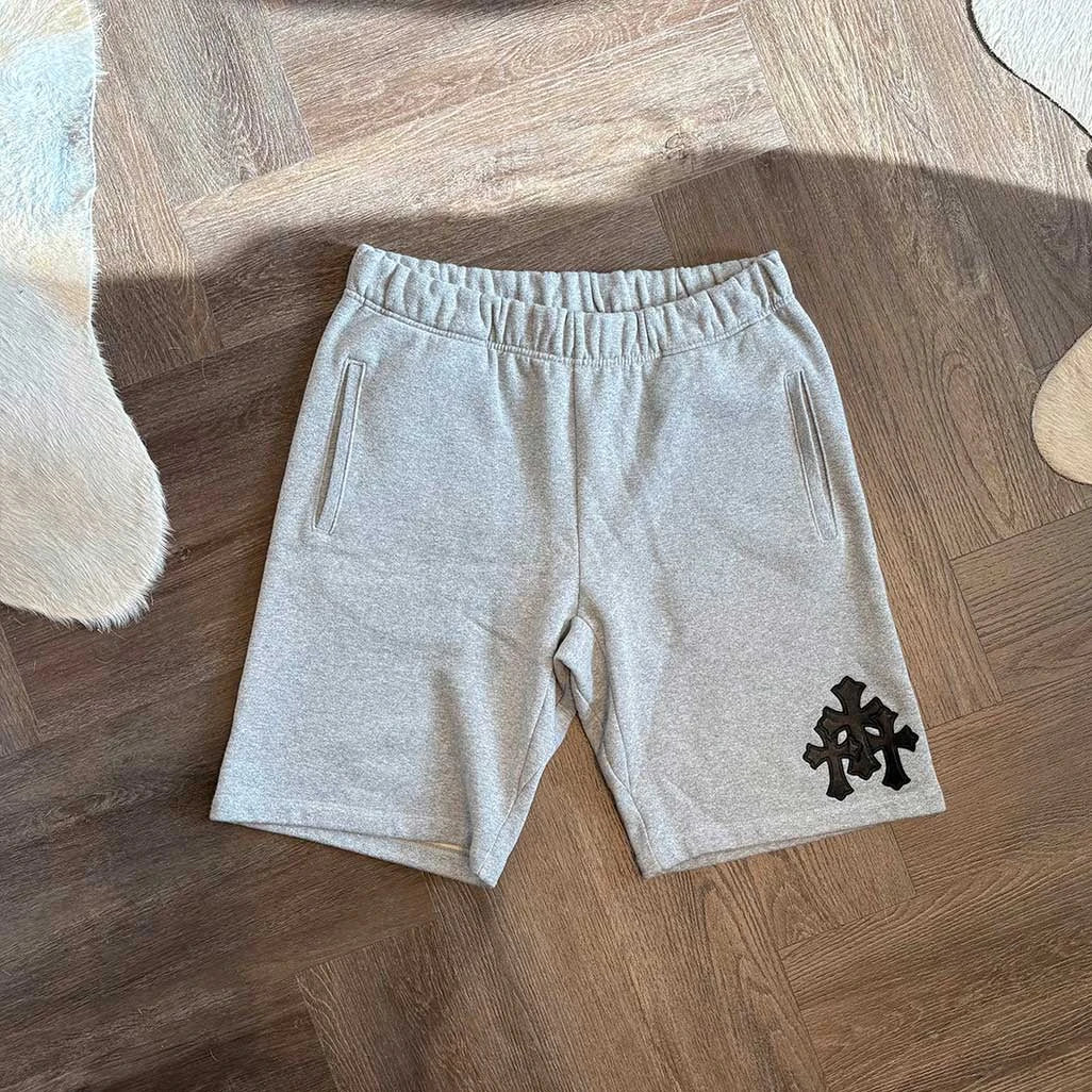 Chrome Hearts Grey Black Triple Patch Patch Sweatshorts