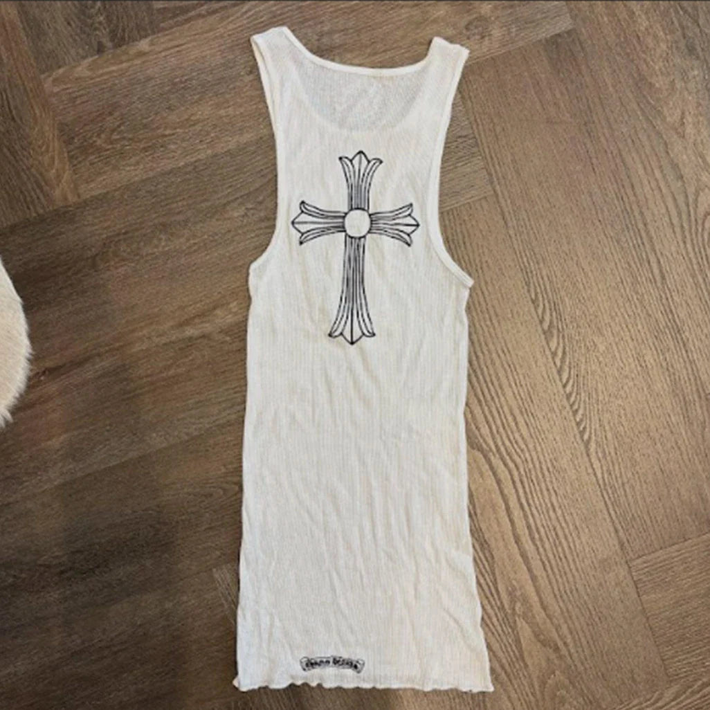 Chrome Hearts White Black Cross Tank Top Dress