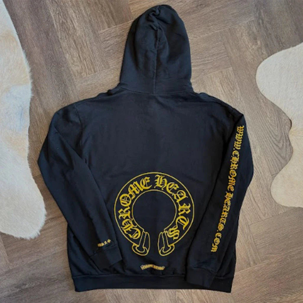 Chrome Hearts Black Yellow Horseshoe Hoodie