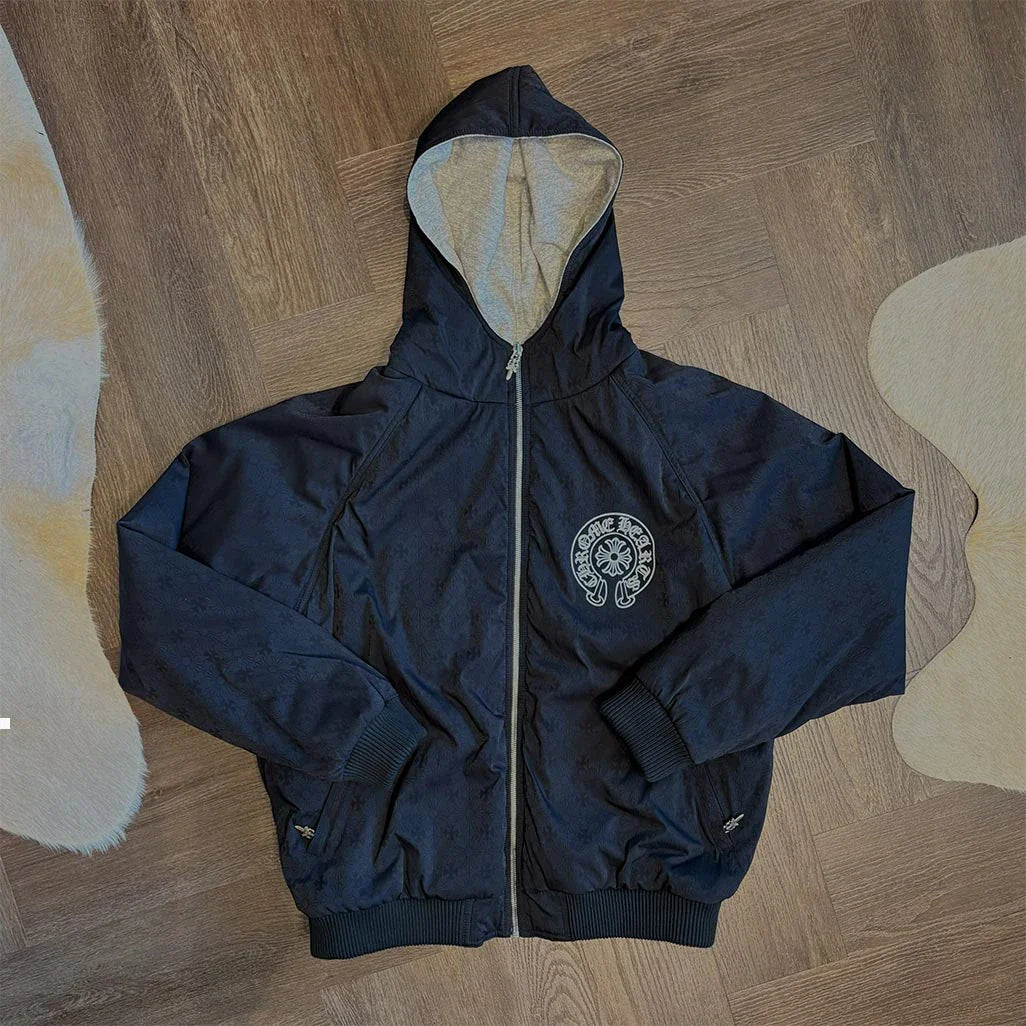 Chrome Hearts Reversible Horseshoe Floral Cross Zip-Up Jacket