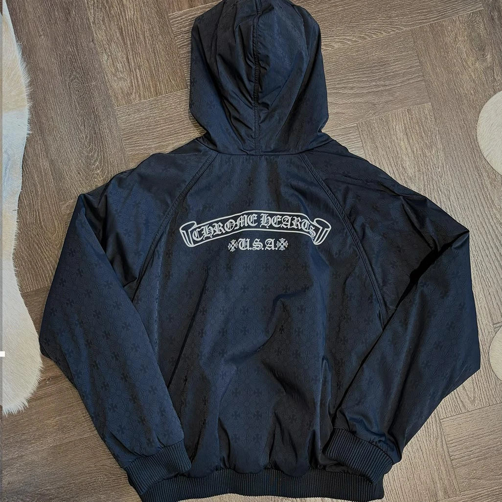 Chrome Hearts Reversible Horseshoe Floral Cross Zip-Up Jacket
