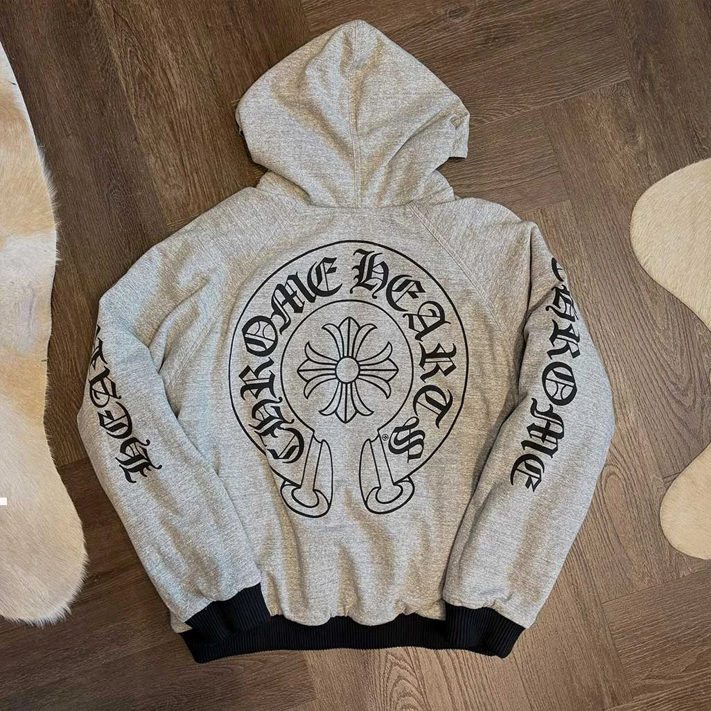 Chrome Hearts Reversible Horseshoe Floral Cross Zip-Up Jacket