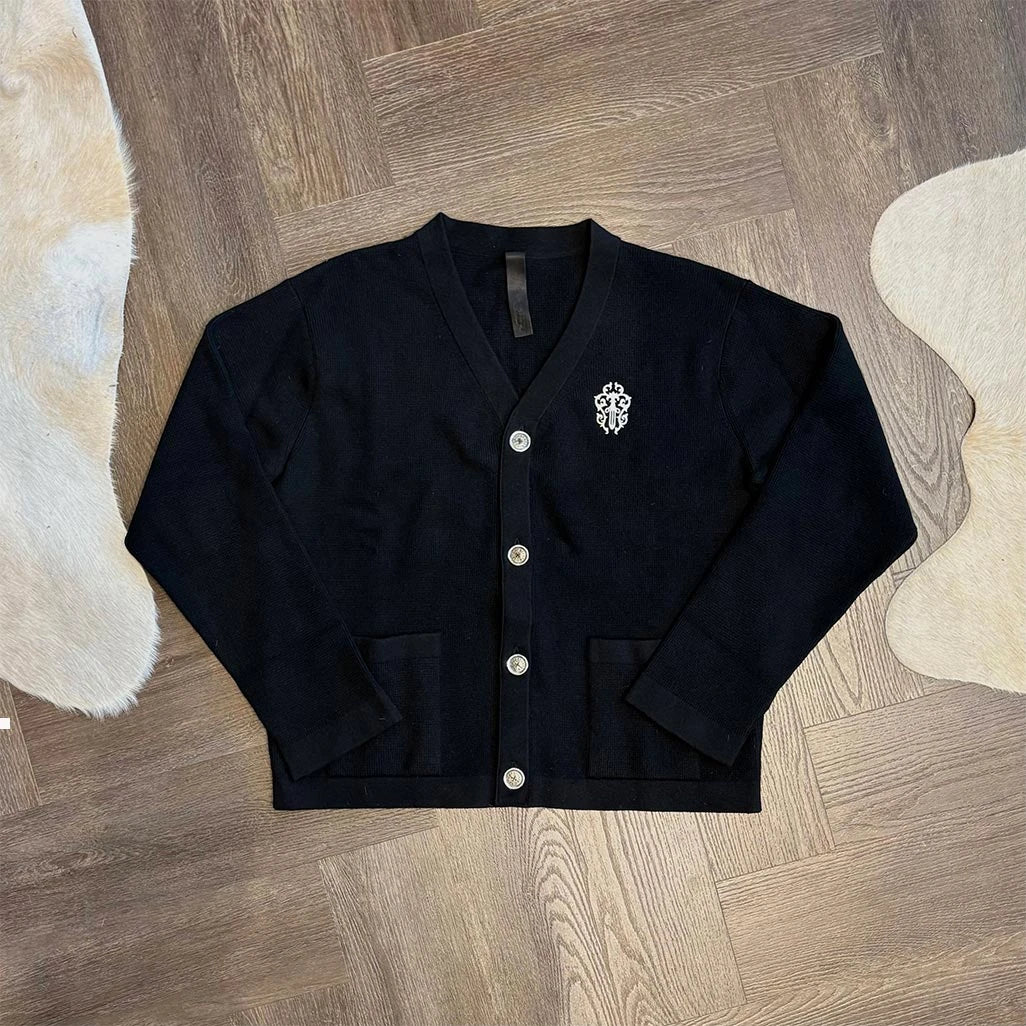 Chrome Hearts Dagger Cross Black Knit Button Cardigan
