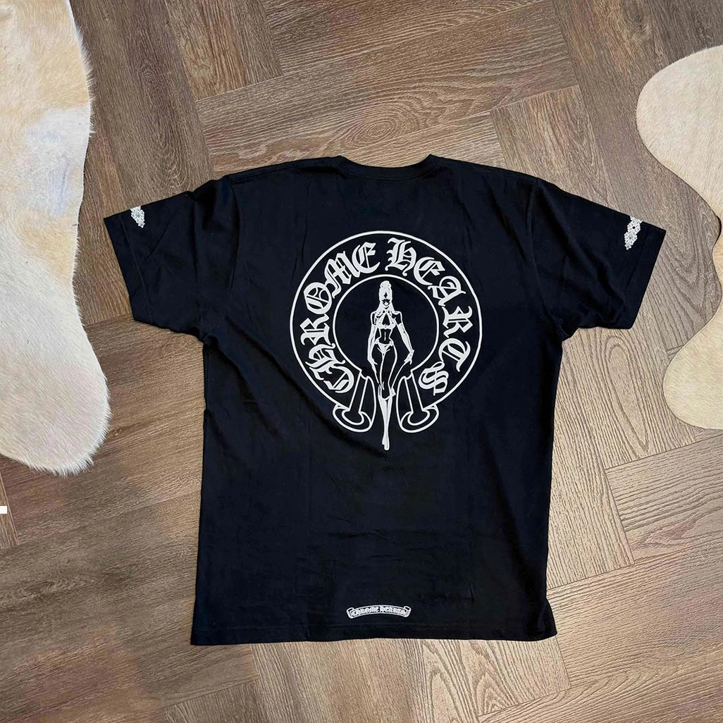 Chrome Hearts Black Deadly Doll Horseshoe T-Shirt