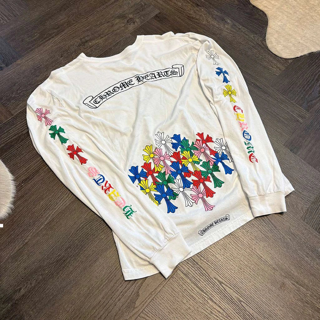 Chrome Hearts White Multi Colour Cross L/S T-shirt