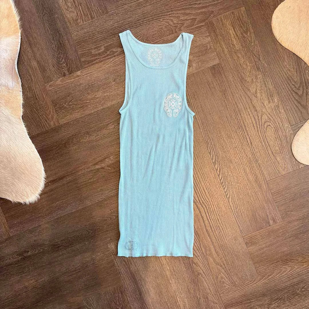 トップス CHROME HEARTS BABY BLUE RIB TANK M Chrome Hearts Baby Blue Rib Tank
