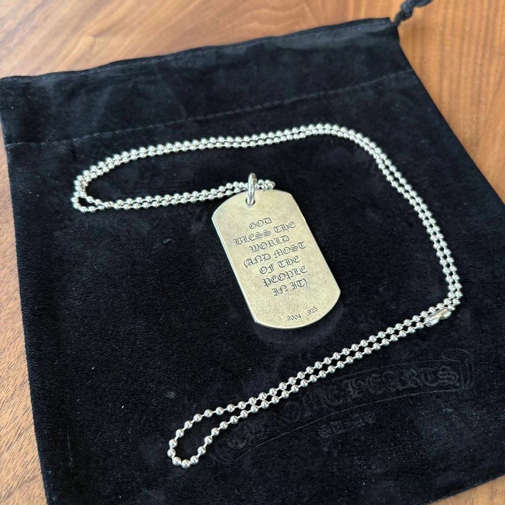 Chrome Hearts sterling silver dog tag pendant necklace