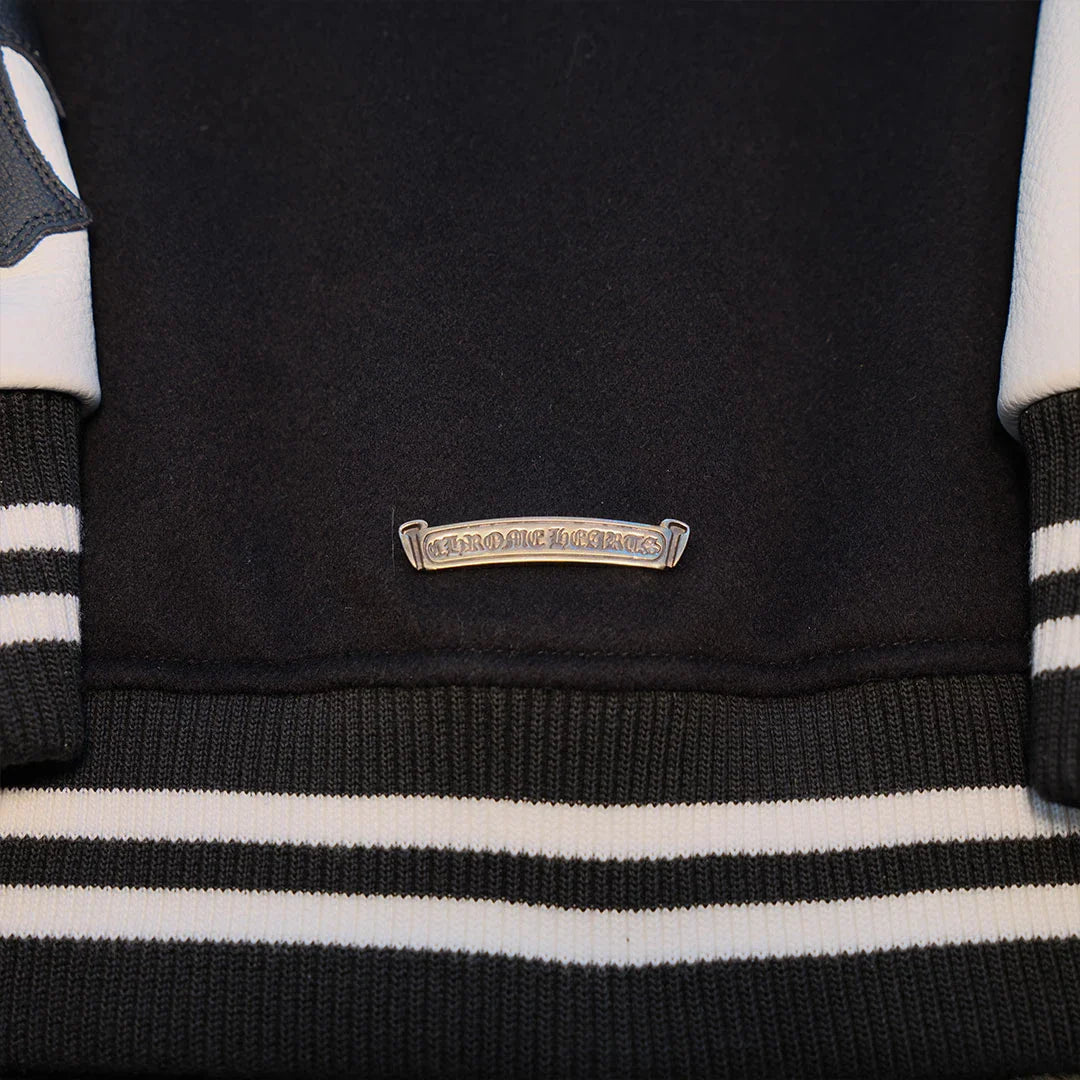Chrome Hearts Eagle Patch Letterman Varsity Jacket Black/White