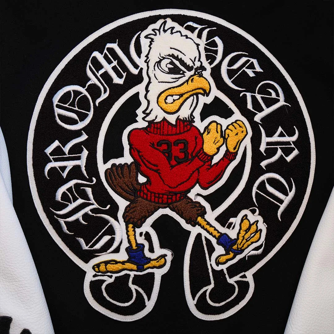 Chrome Hearts Eagle Patch Letterman Varsity Jacket Black/White