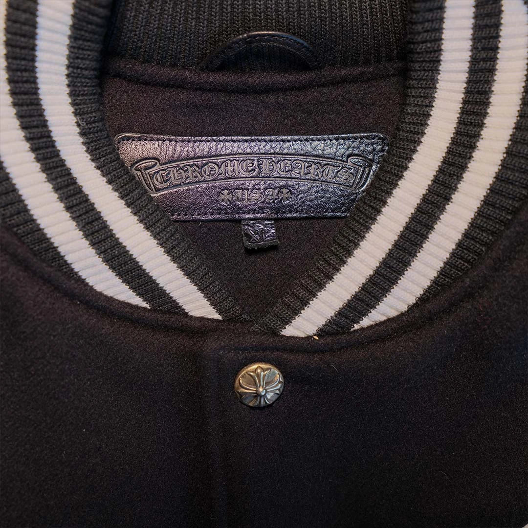 Chrome Hearts Eagle Patch Letterman Varsity Jacket Black/White