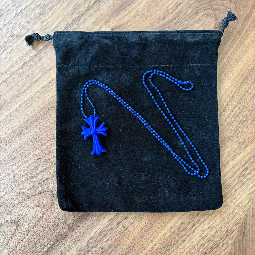 Chrome Hearts Blue Silicone Cross Necklace
