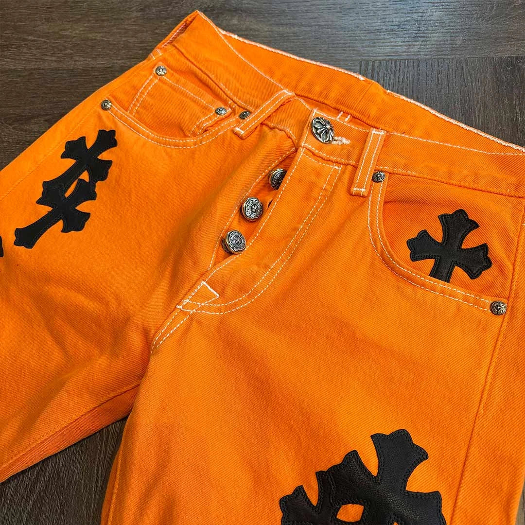 Chrome Hearts Orange Black Patch Jeans
