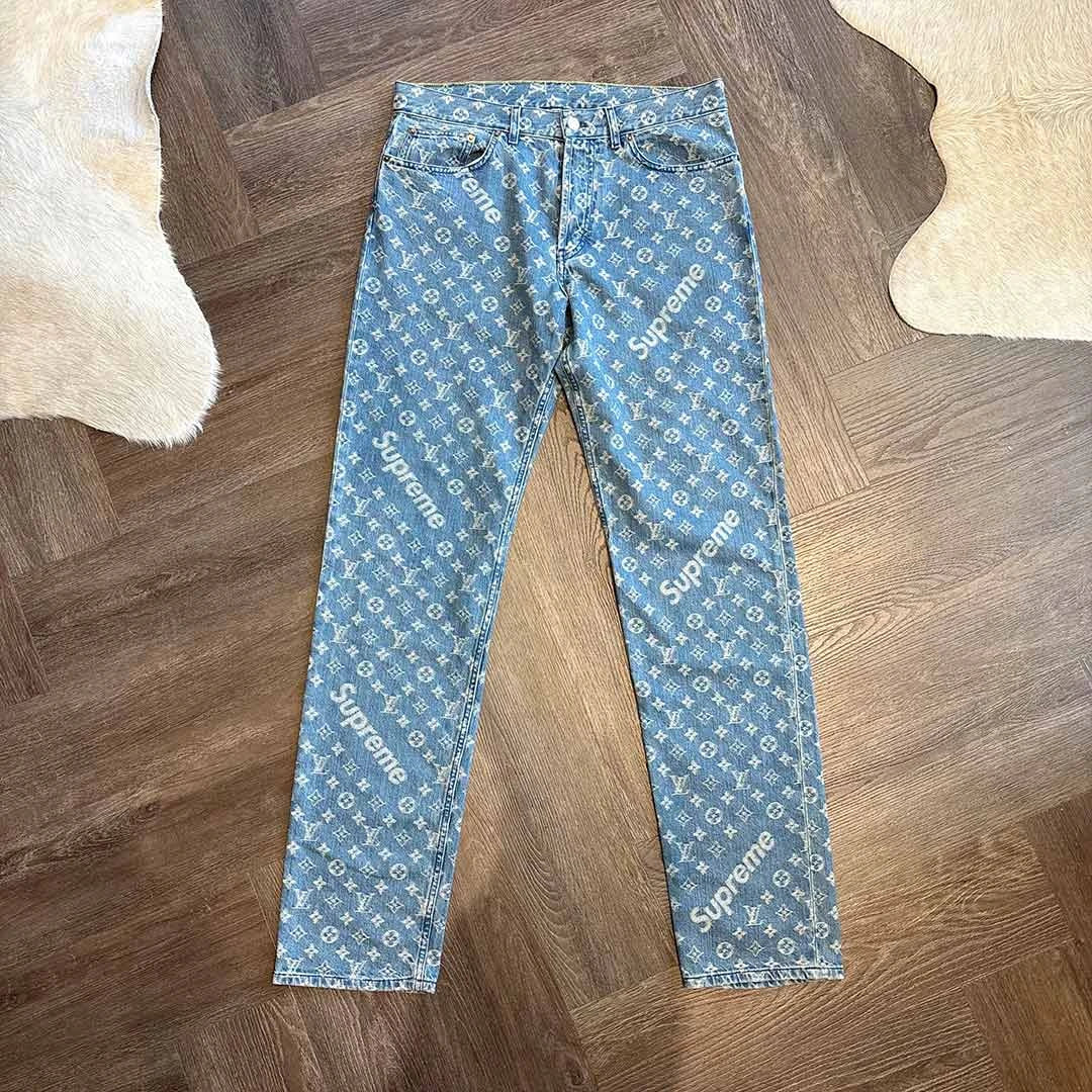 Supreme Louis Vuitton Monogram Blue Jeans