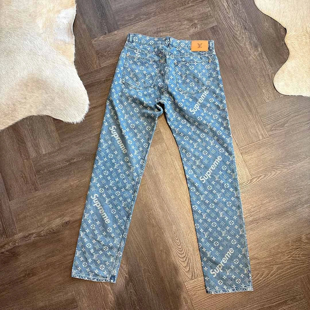 Supreme Louis Vuitton Monogram Blue Jeans