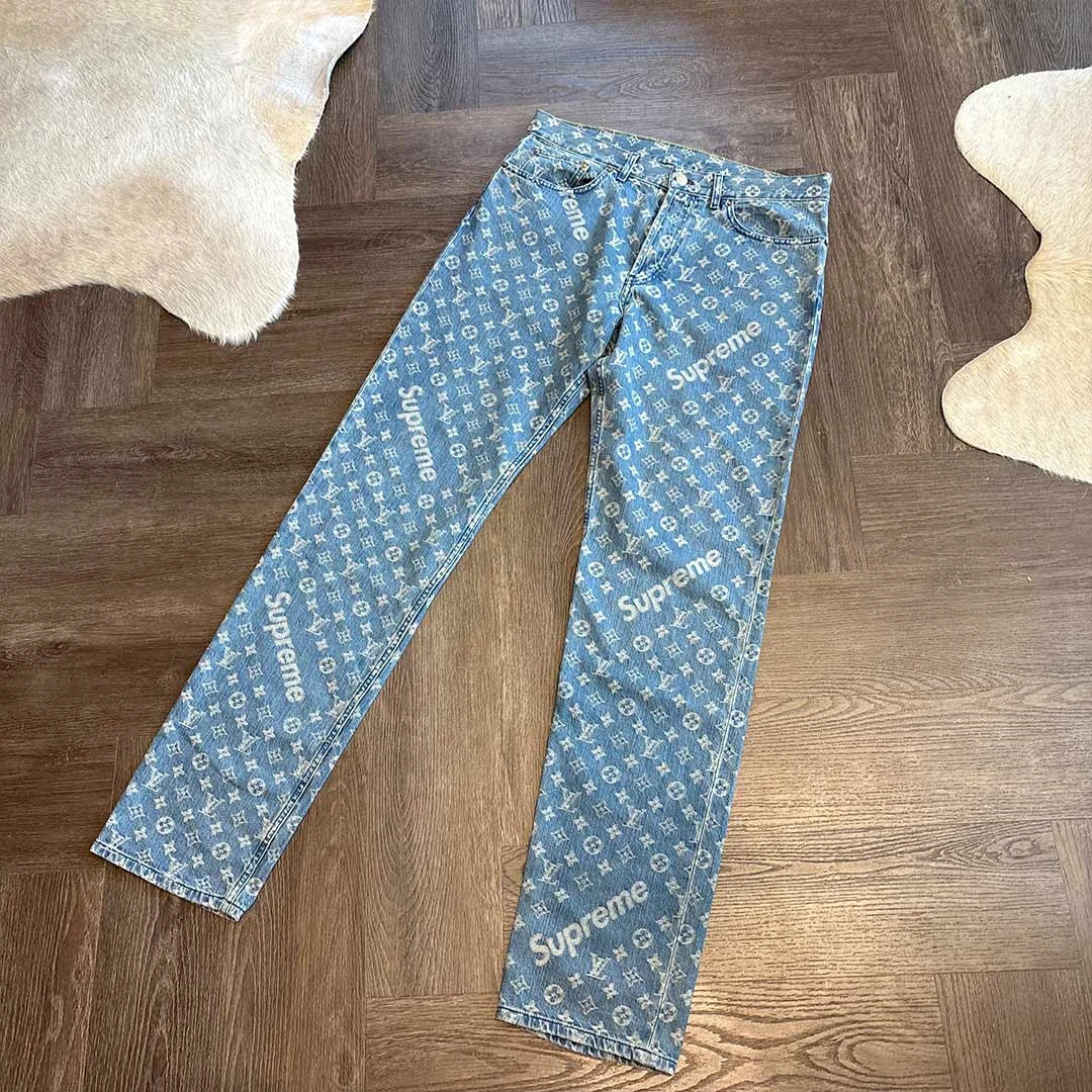 Supreme Louis Vuitton Monogram Blue Jeans