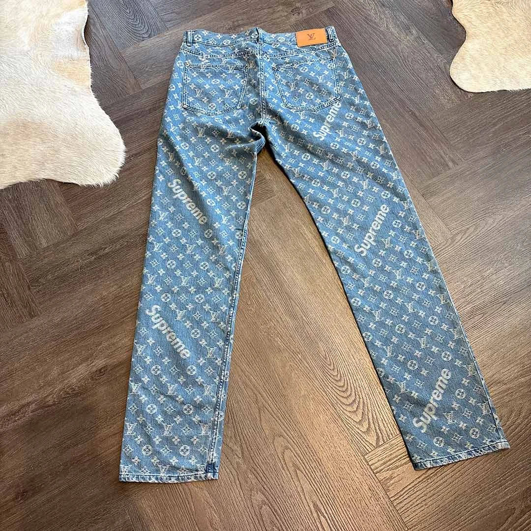Supreme Louis Vuitton Monogram Blue Jeans