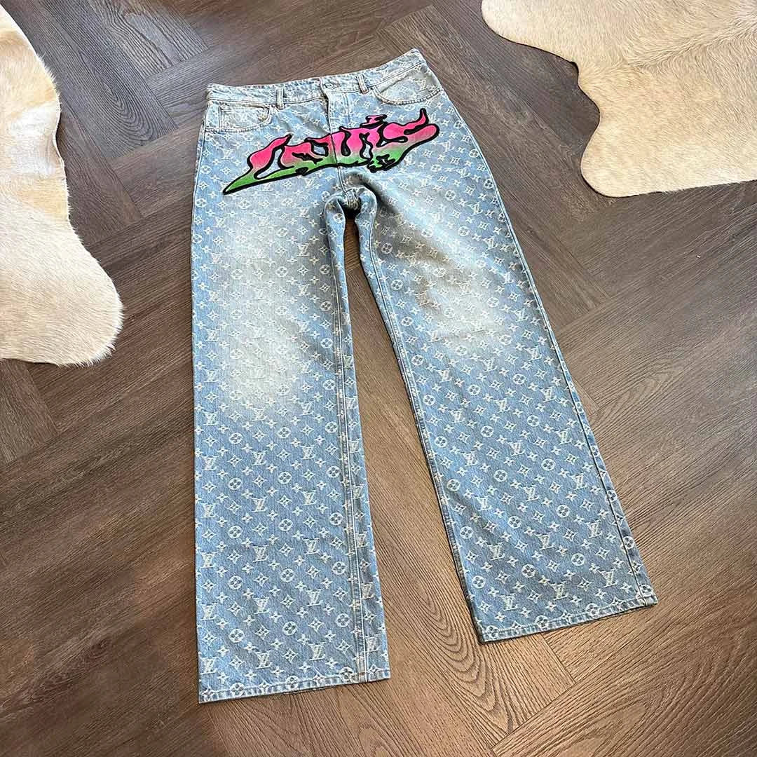 Supreme Louis Vuitton Monogram Blue Red Jeans