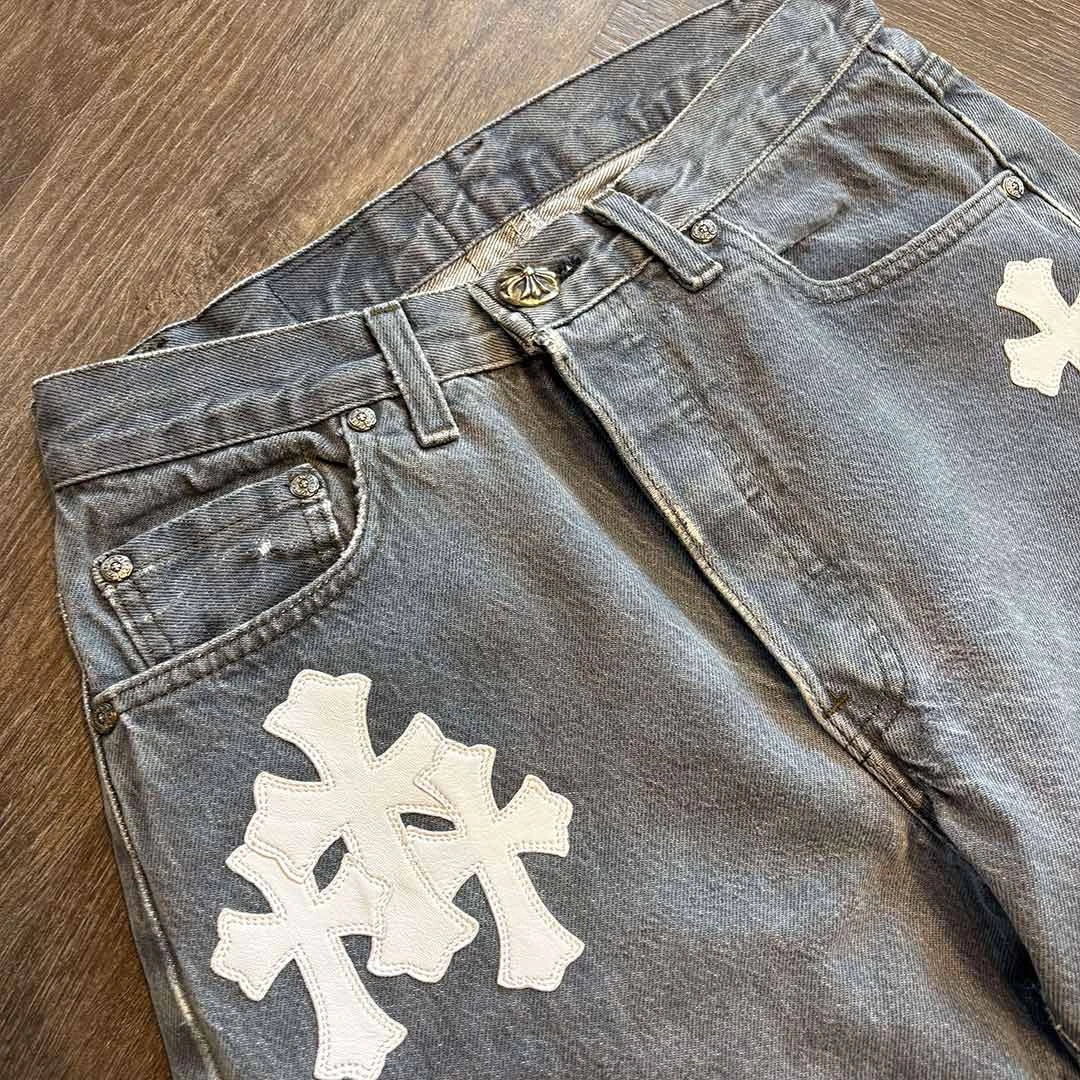Chrome Hearts Grey White 20 Patch Jeans