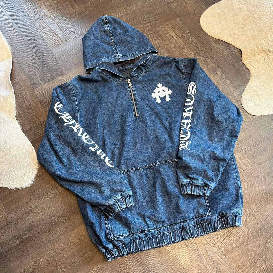 Chrome Hearts Blue Denim Triple Patch Jacket