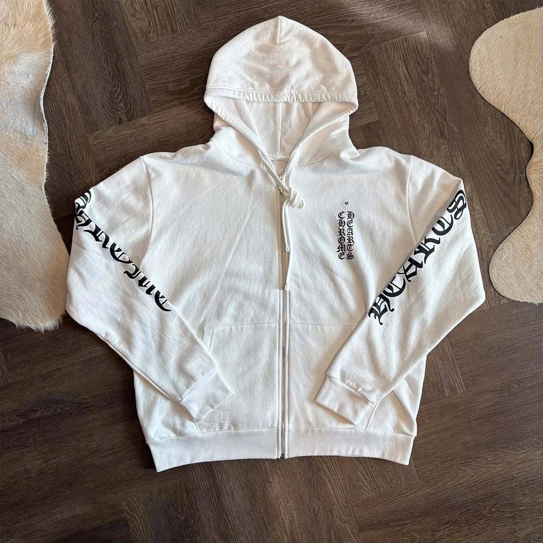 Chrome Hearts Scroll Logo White Black Hoodie