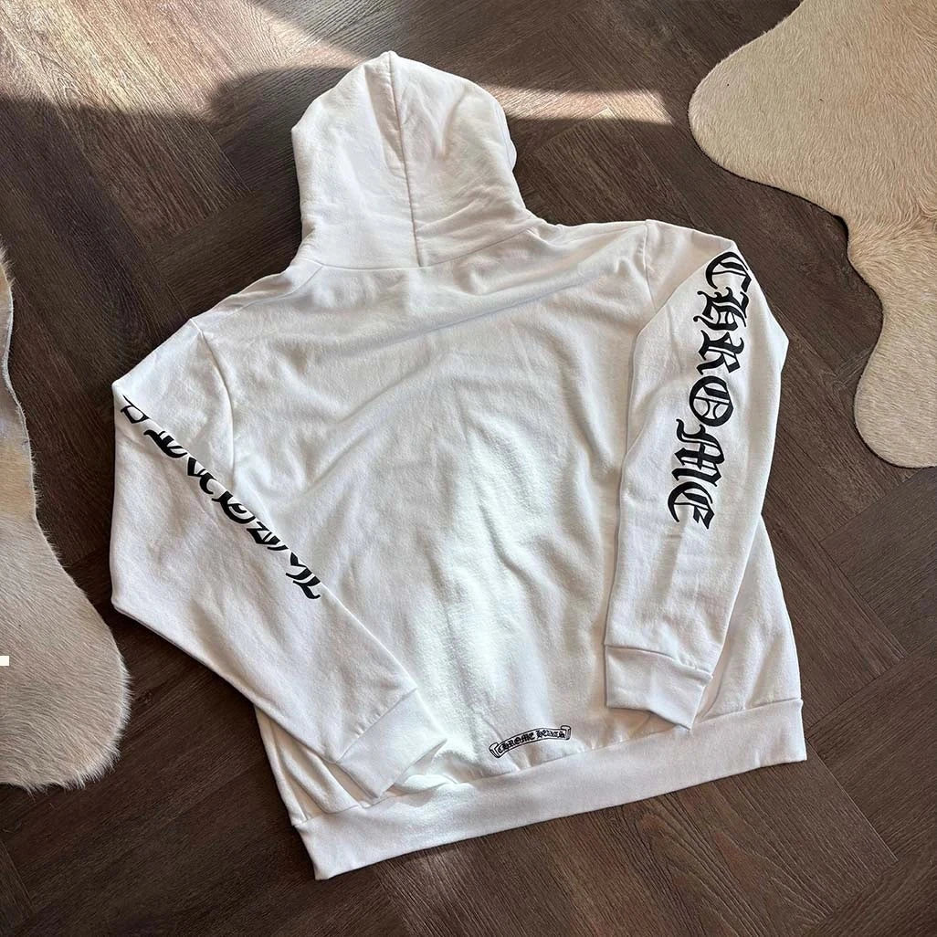 Chrome Hearts Scroll Logo White Black Hoodie