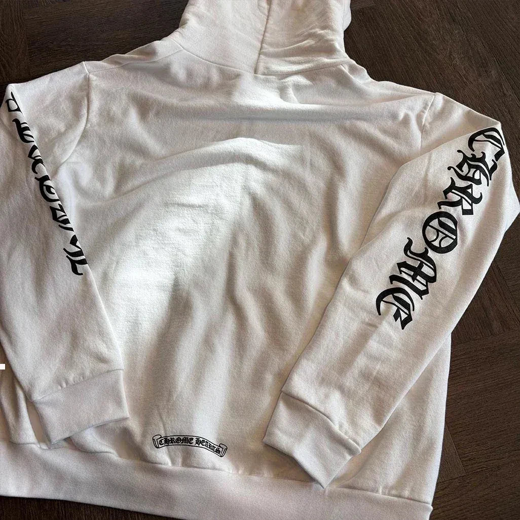 Chrome Hearts Scroll Logo White Black Hoodie