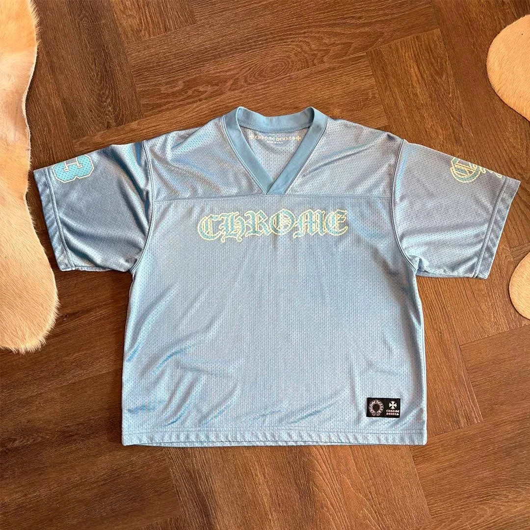 Chrome Hearts Sports Mesh Warm Up Short Sleeve Jersey Blue