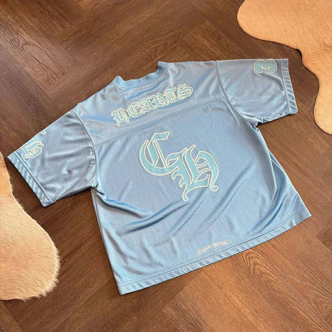 Chrome Hearts Sports Mesh Warm Up Short Sleeve Jersey Blue