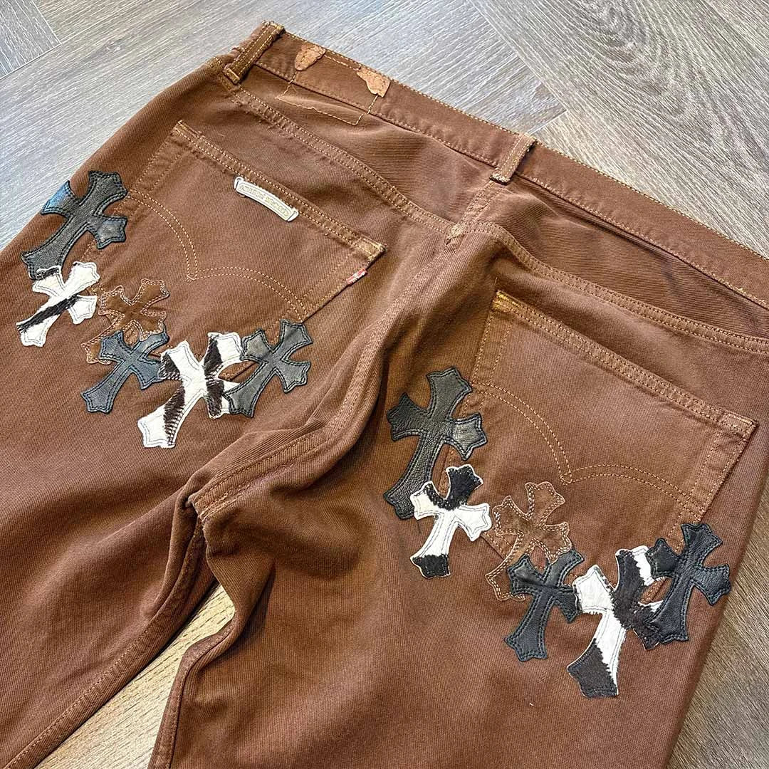 Chrome Hearts Brown Multi Patch Jeans