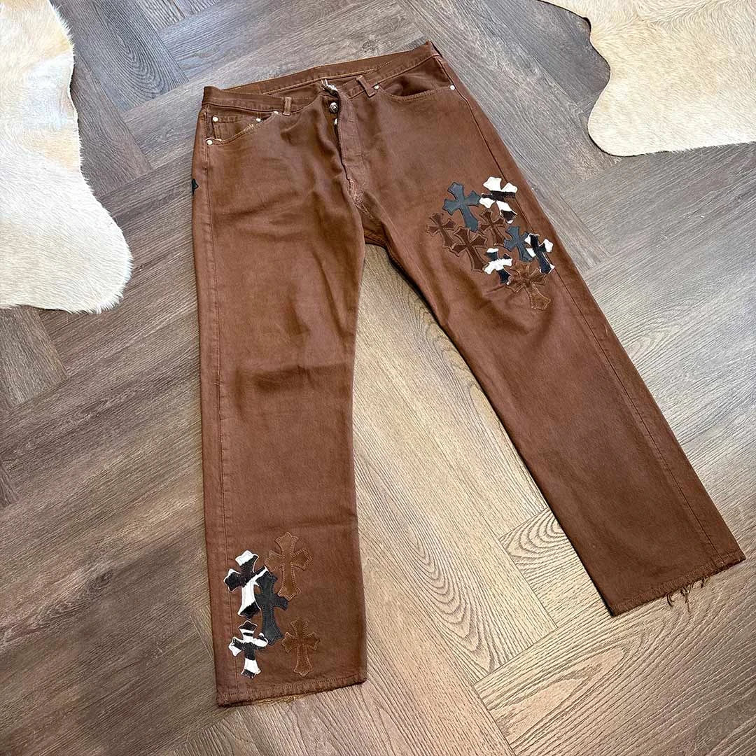 Chrome Hearts Brown Multi Patch Jeans