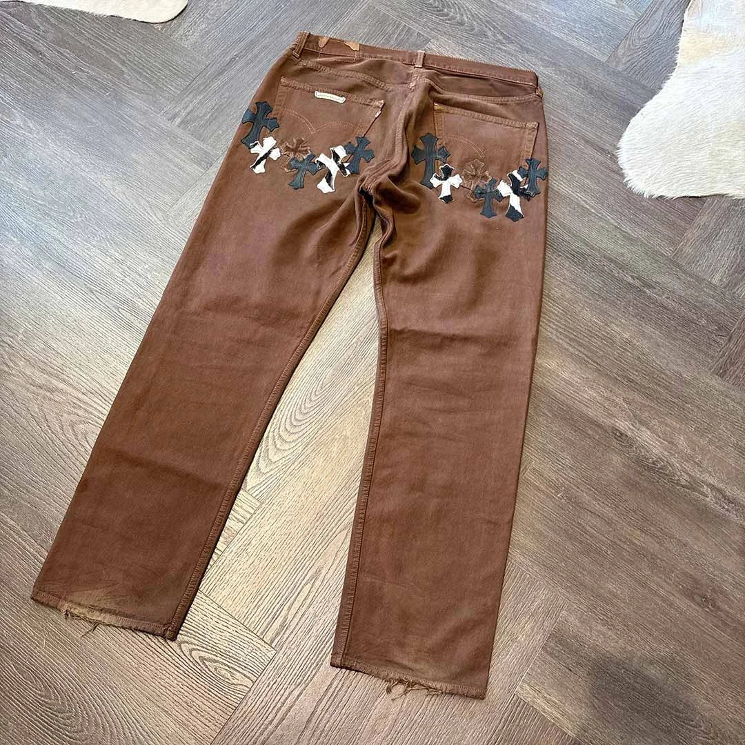 Chrome Hearts Brown Multi Patch Jeans