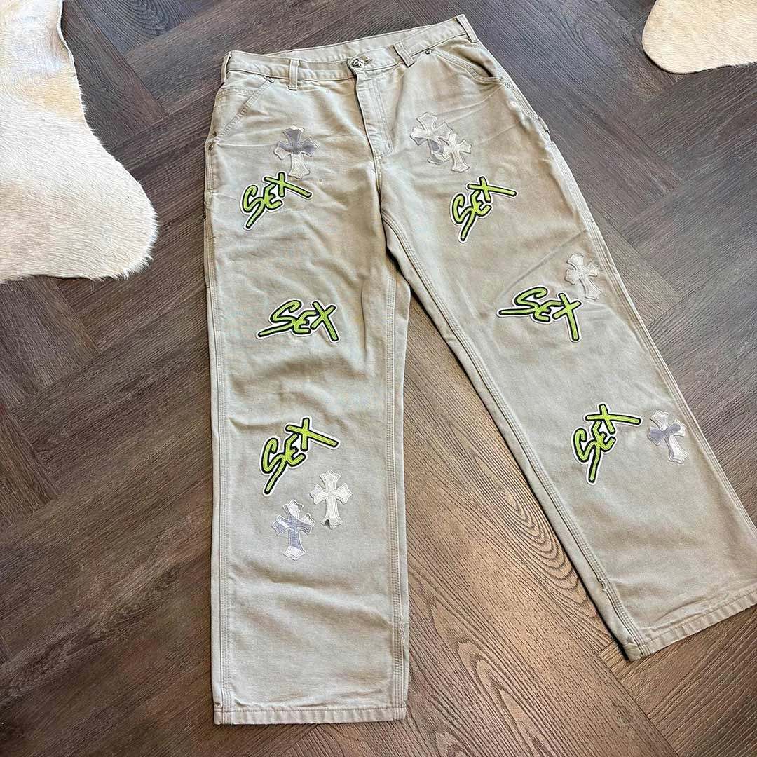 Chrome Hearts Sex Records Carpenter Beige Jeans