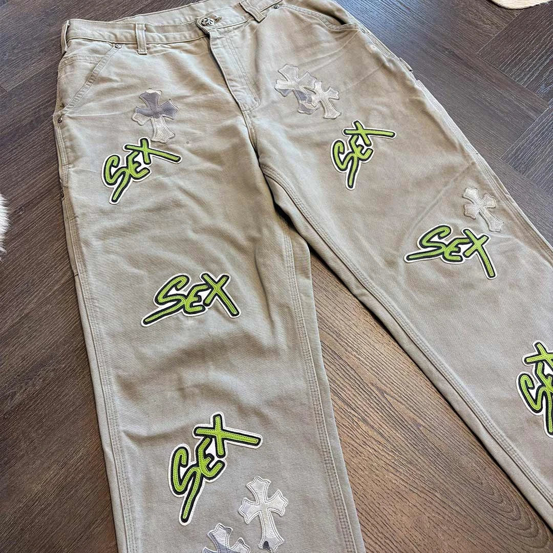 Chrome Hearts Sex Records Carpenter Beige Jeans