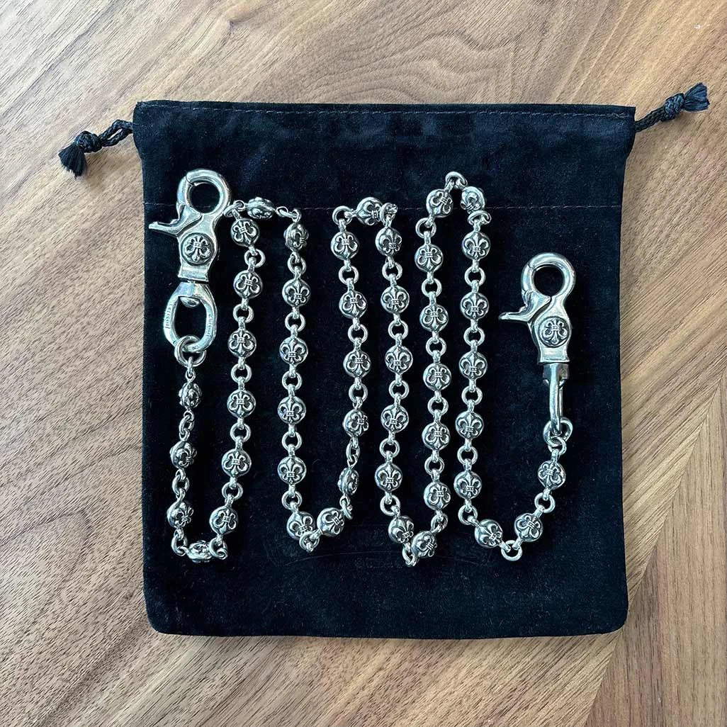 Chrome Hearts wallet chain 925 sterling silver cross ball