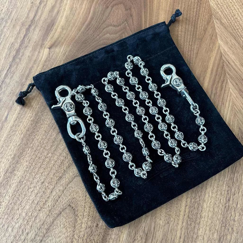 Chrome Hearts wallet chain 925 sterling silver cross ball