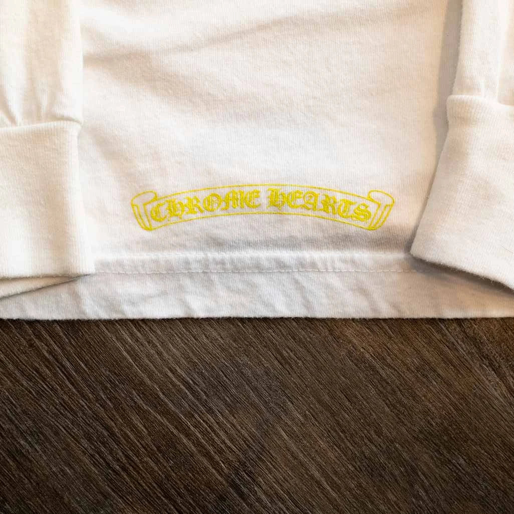 Chrome Hearts White Yellow Scroll Long Sleeve T-Shirt