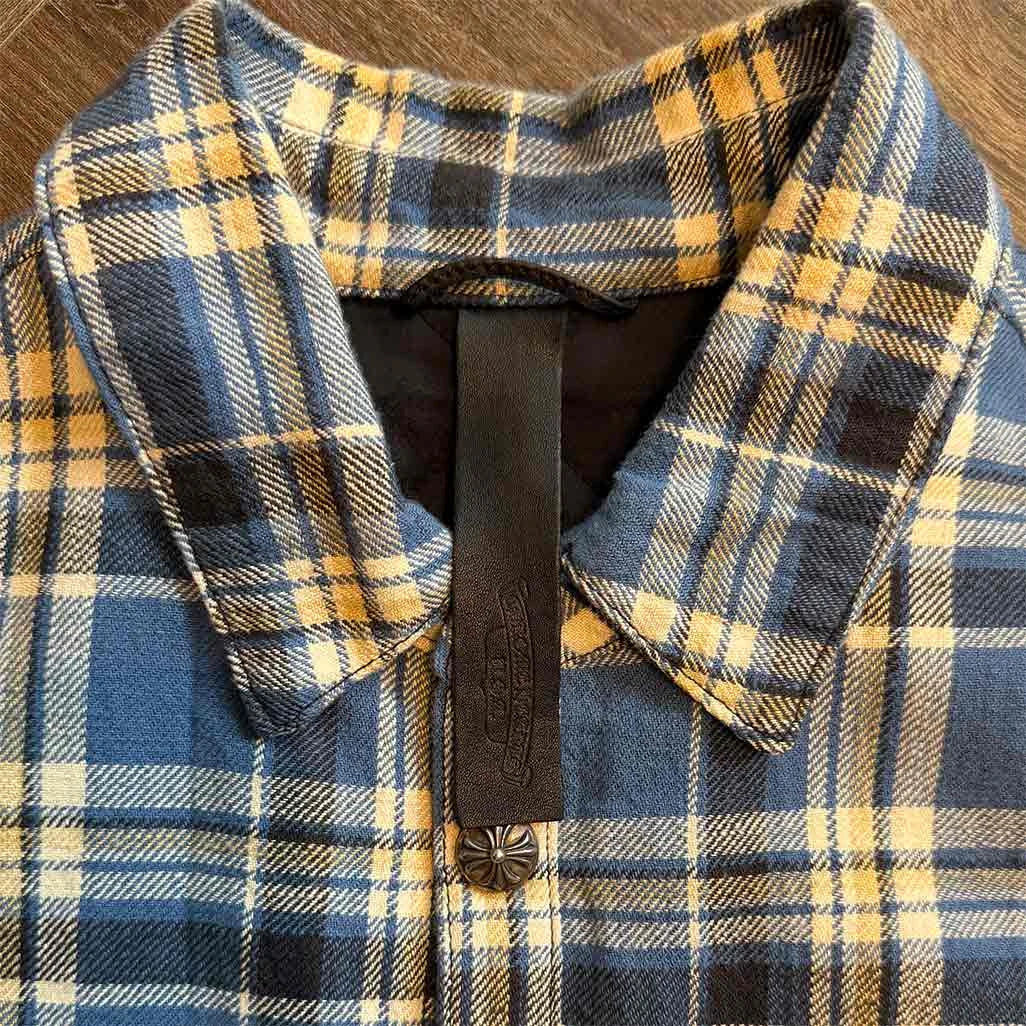 Chrome Hearts Quilted Flannel Jacket Blue White Yellow