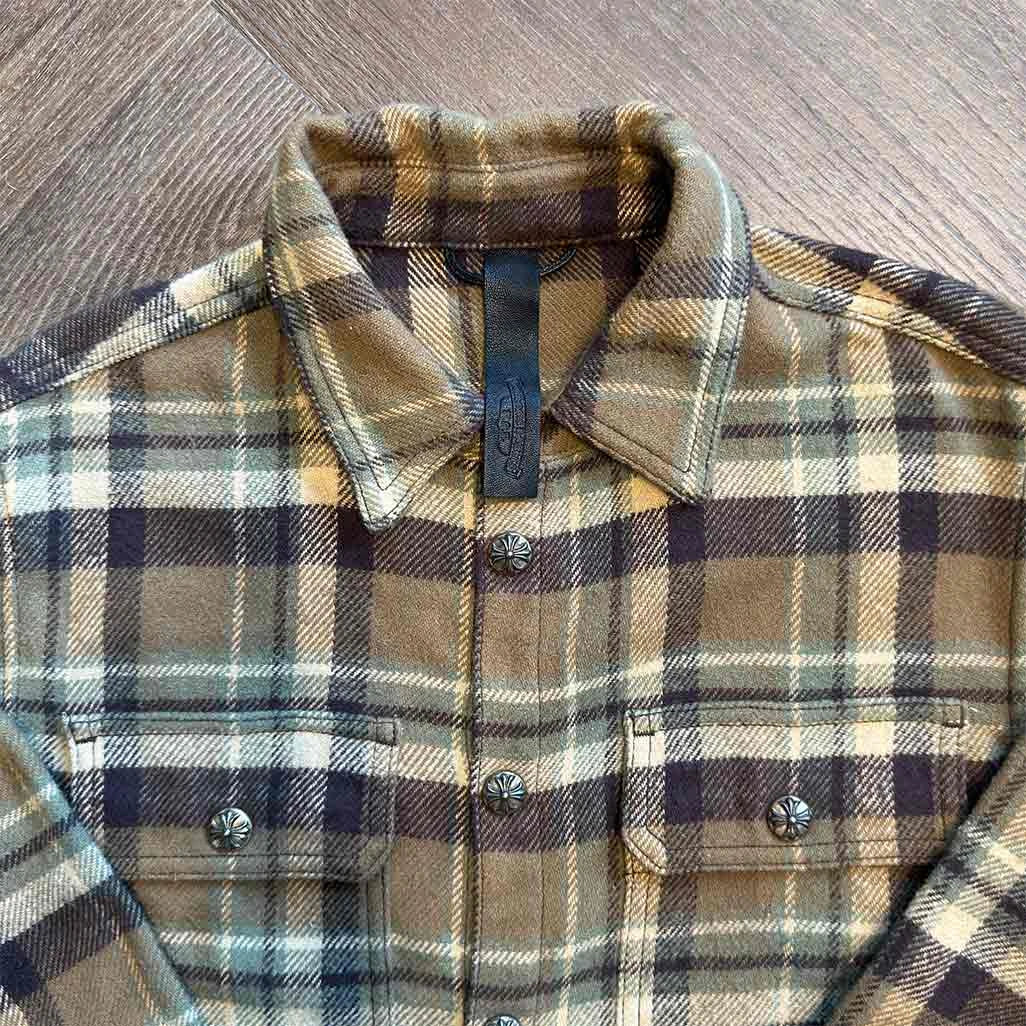 Chrome Hearts Wool Checked Overshirt Khaki