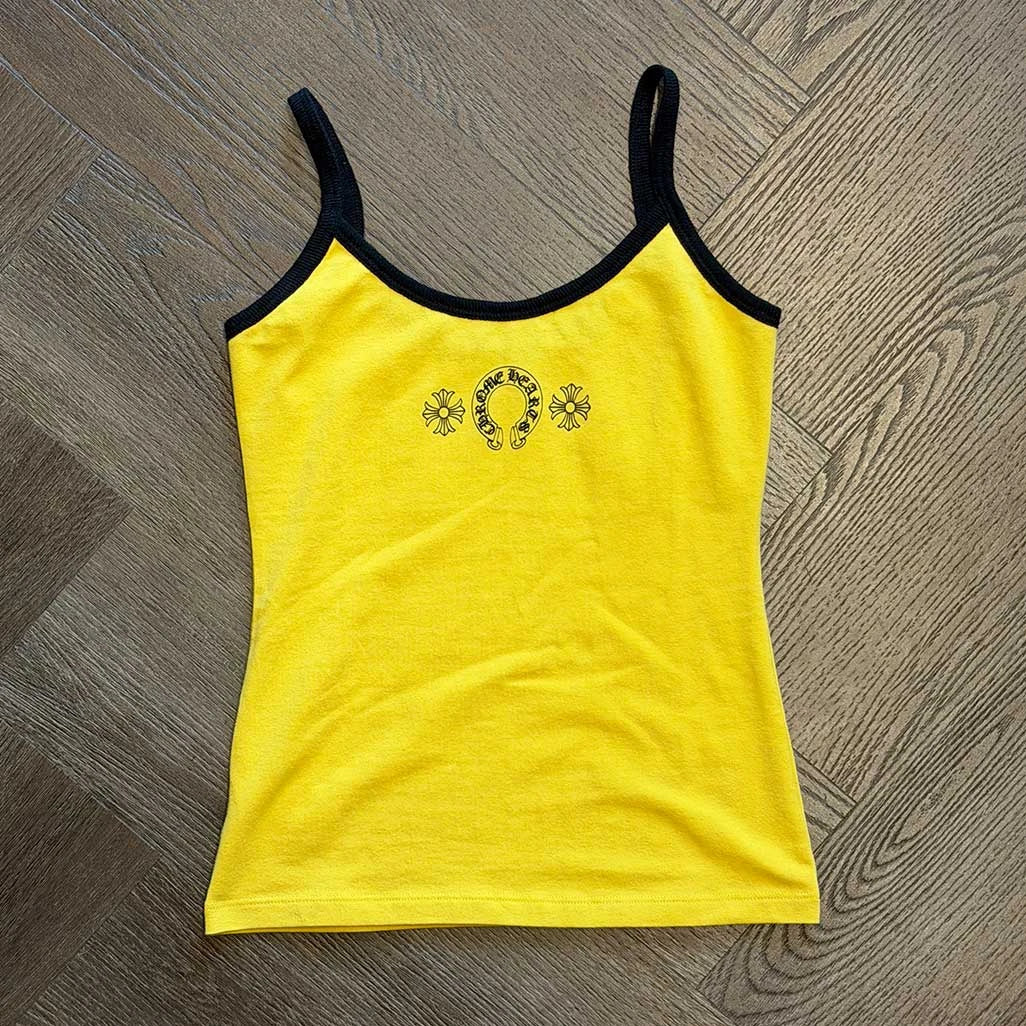 CHROME HEARTS クロス柄 タンクトップ イエロー Chrome Hearts Yellow Black Horseshoe Tank Top