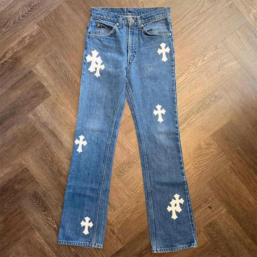 Chrome Hearts Blue White Jeans