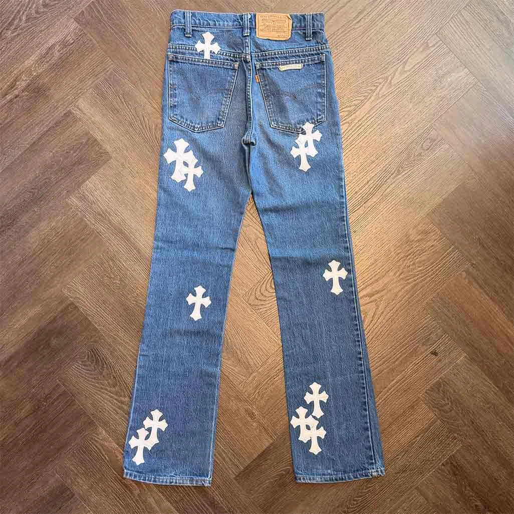 Chrome Hearts Blue White Jeans