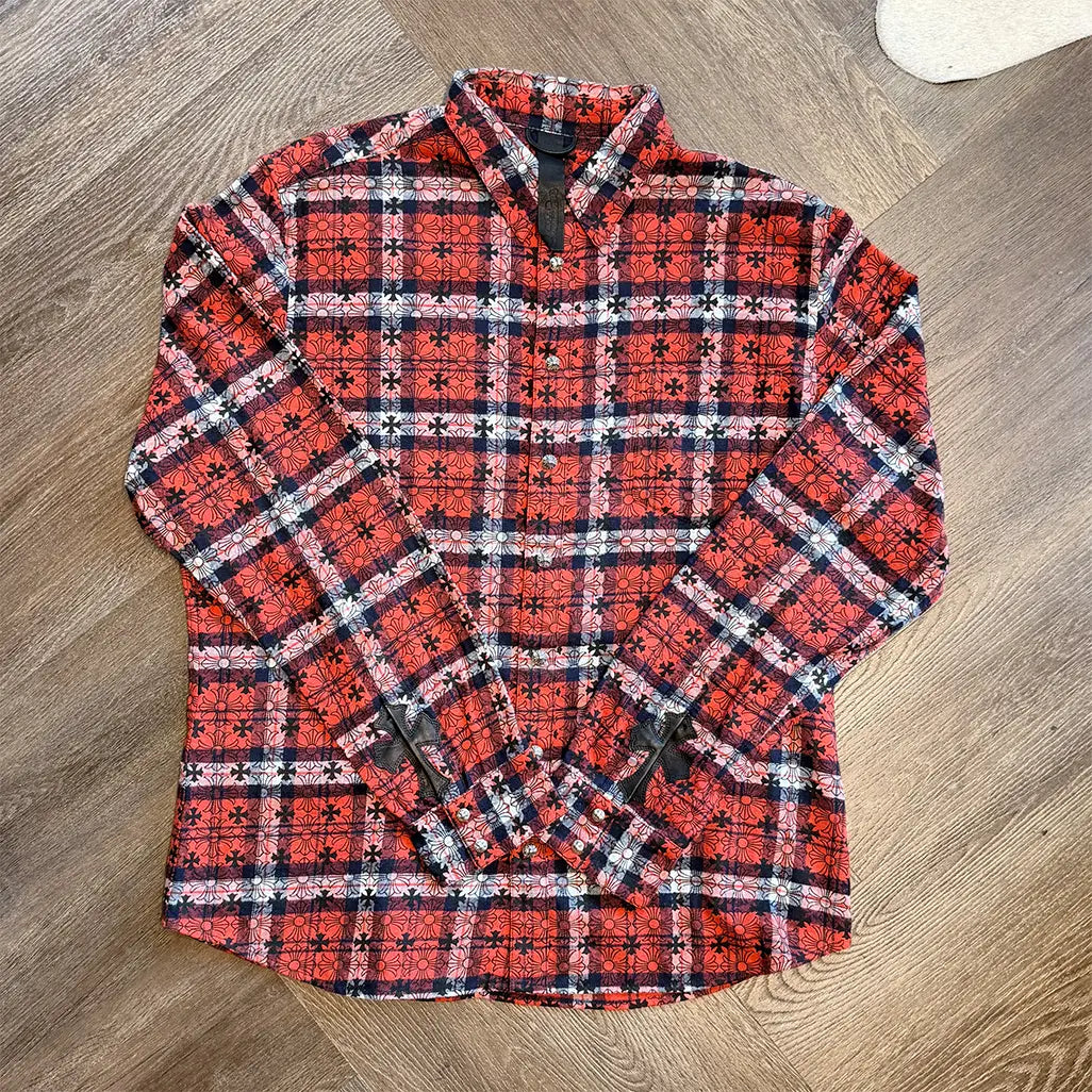 Chrome Hearts Loose Ends Monogram Cross Flannel 'Red/Plaid'