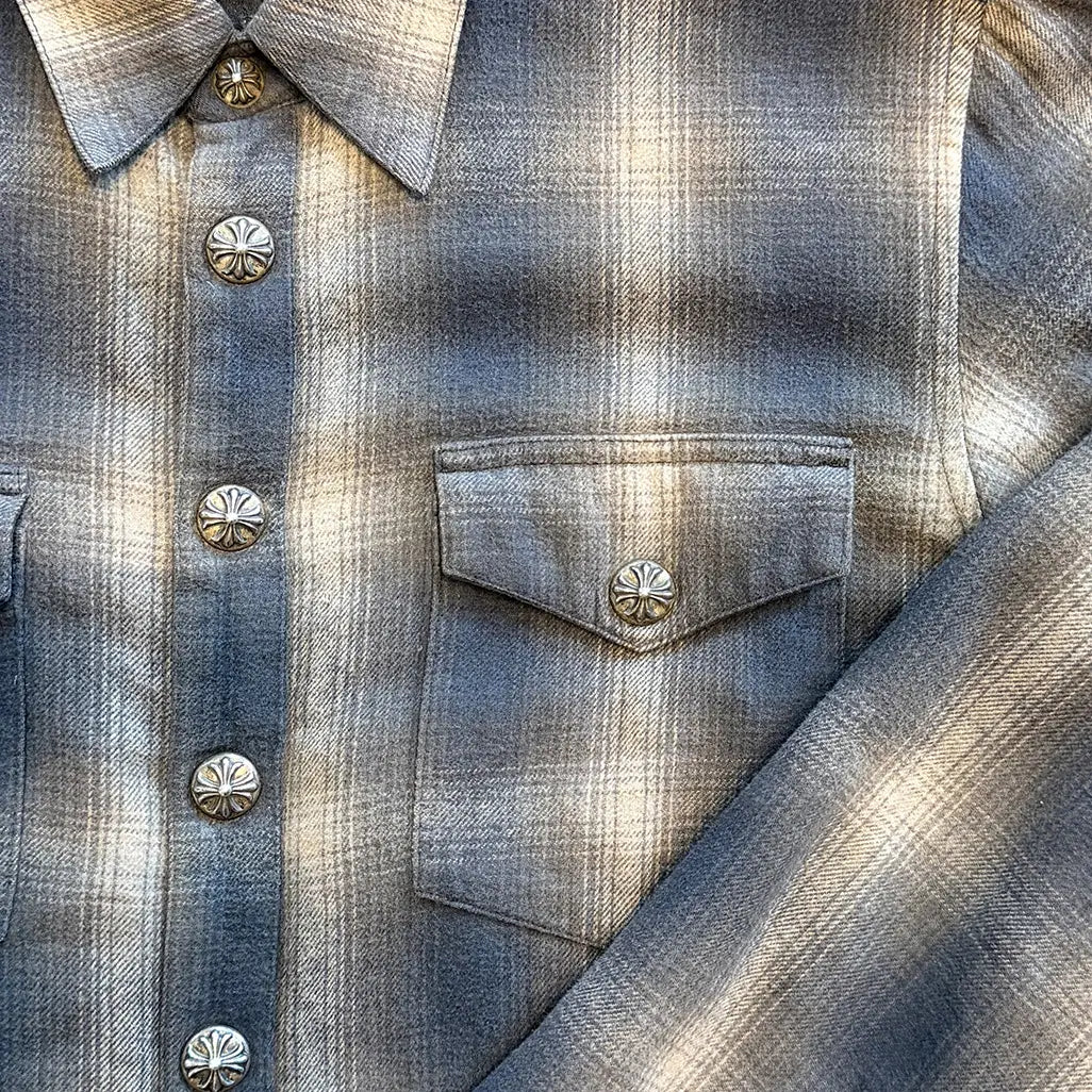 Chrome Hearts Navy Plaid Padded Flannel Jacket