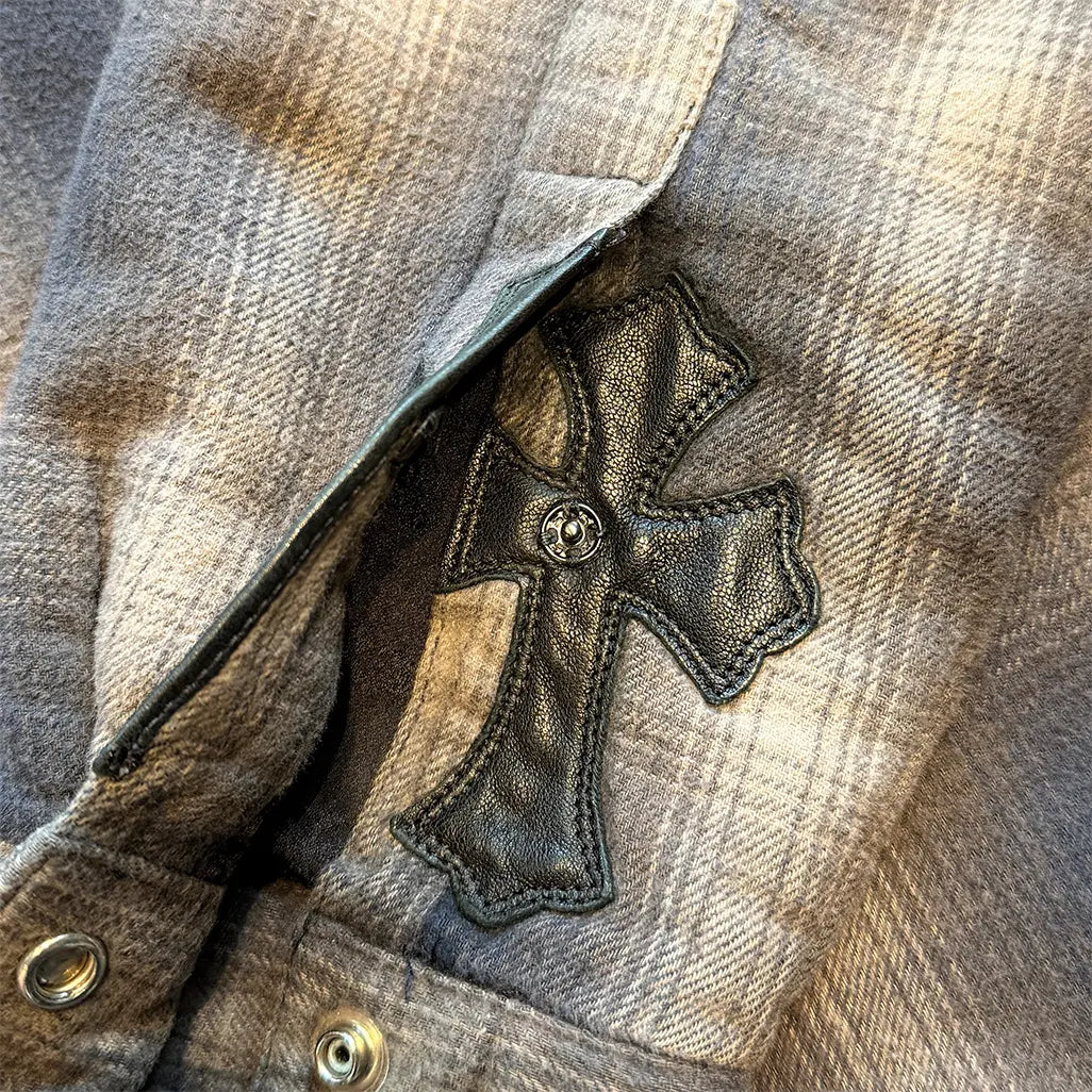 Chrome Hearts Navy Plaid Padded Flannel Jacket