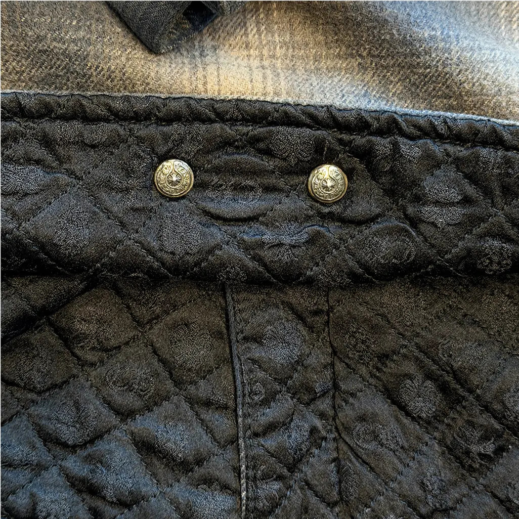 Chrome Hearts Navy Plaid Padded Flannel Jacket