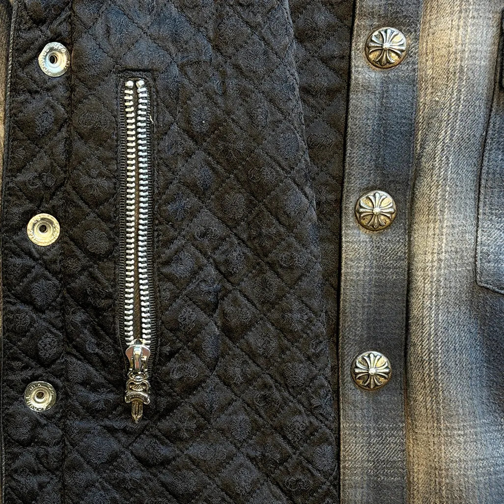 Chrome Hearts Navy Plaid Padded Flannel Jacket