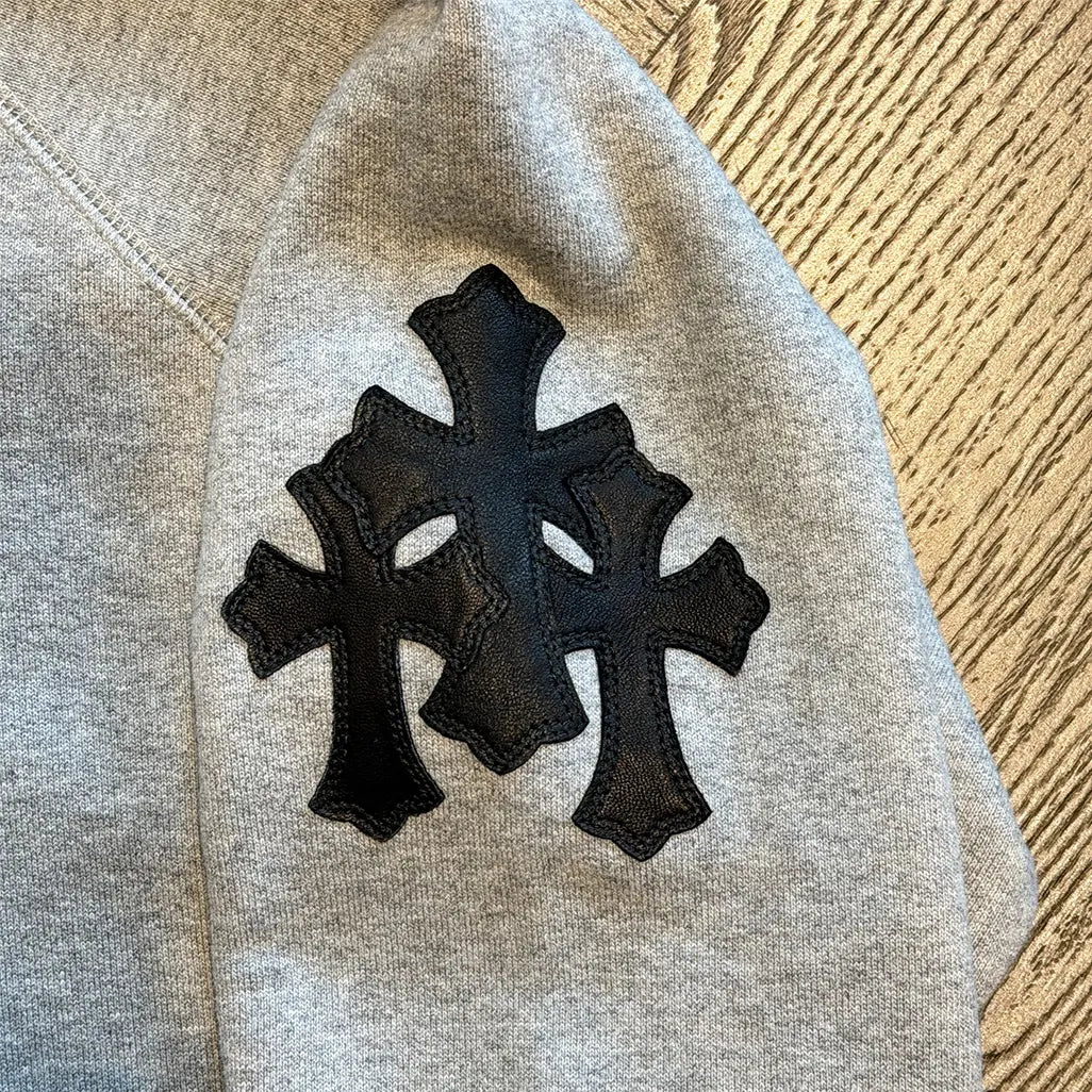 Chrome Hearts Paper Jam Cross Hoodie 'Heather Grey'