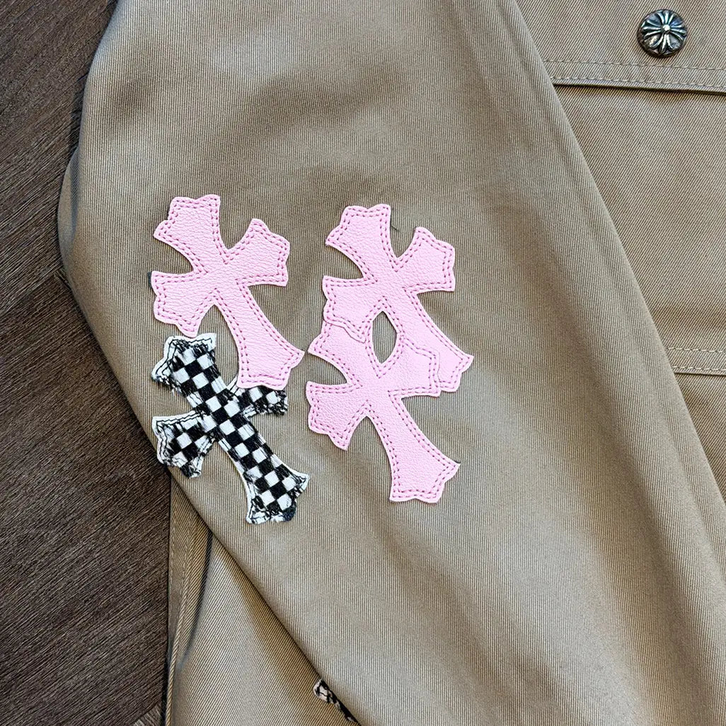 Chrome Hearts Cross Patch Work Dog Button Up Jacket 'Tan'