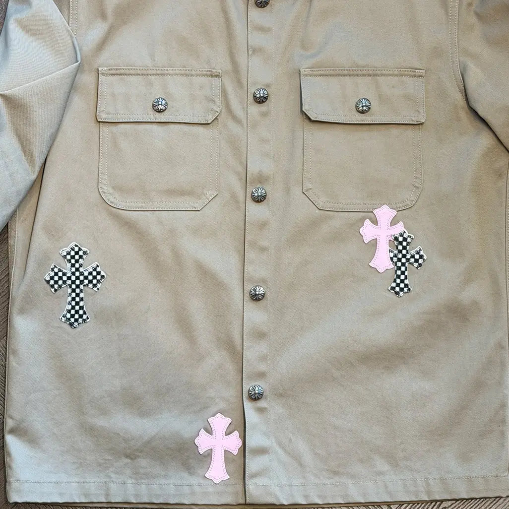 Chrome Hearts Cross Patch Work Dog Button Up Jacket 'Tan'