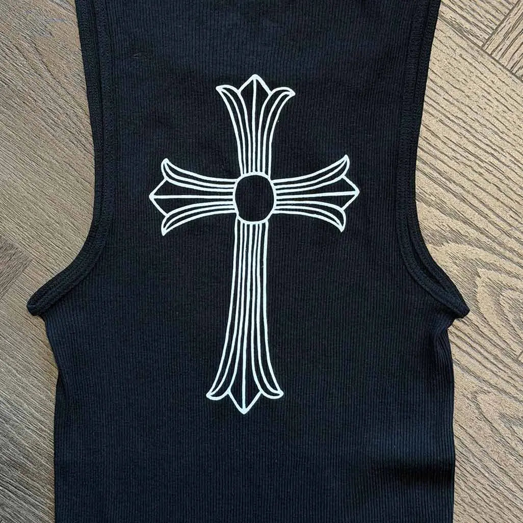 Chrome Hearts Ribbed Cross Logo F*** You Tank Top 'Black'